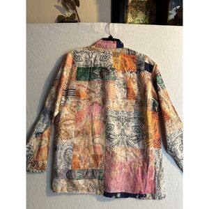 🌼 *NWT*   Magaschoni 100% Linen Patchwork Print Blouse - Sz S